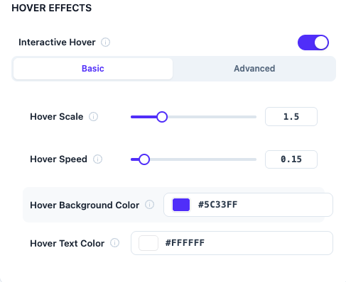 Interactive Hover settings panel, Pro unlocked