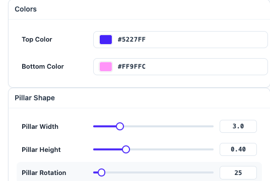 Light Pillar background effect settings